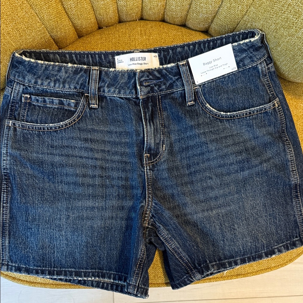 Hollister Women's Dark loose fit Blue Jean Shorts
